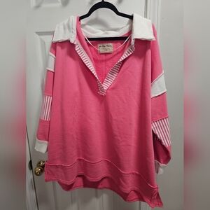 Free People Pink and White Sweater